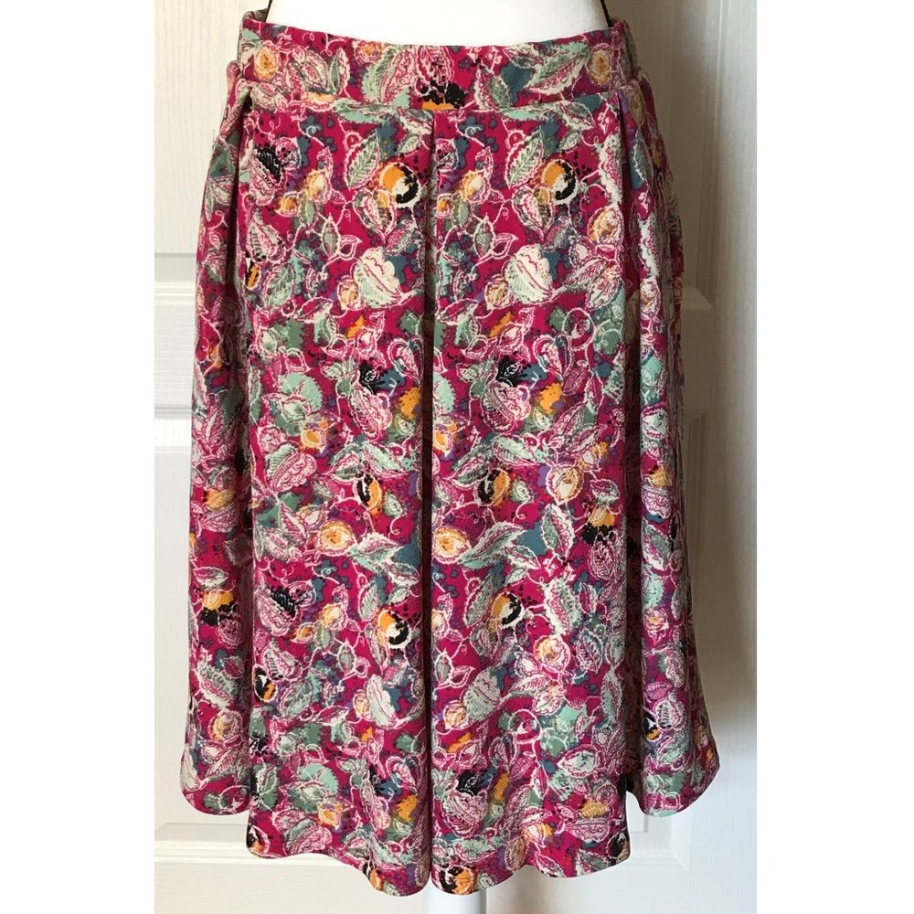 New LulaRoe Madison Floral Leaf Pleated Fit and Flare Skirt M